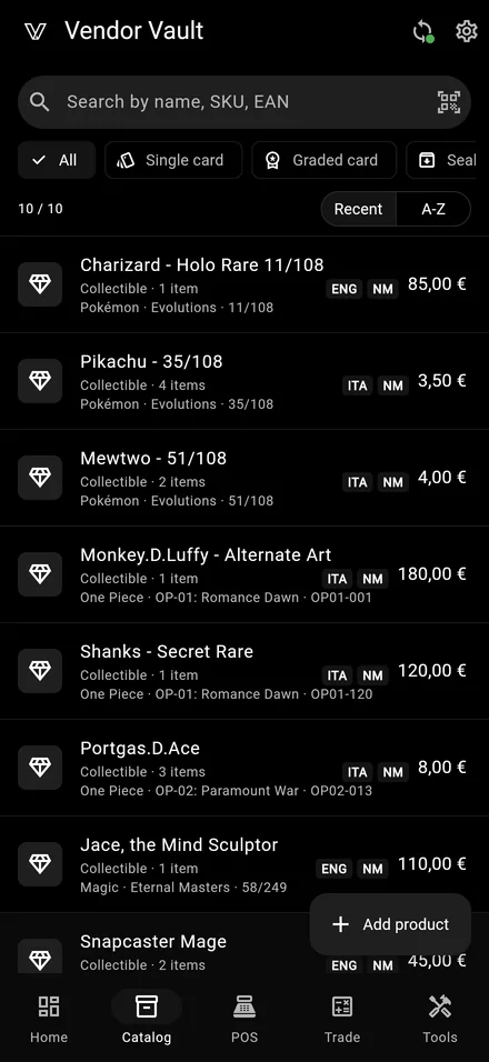 Catalog + 350k-card TCG DB