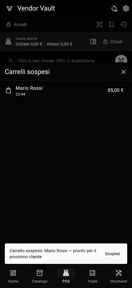 Carrelli sospesi e richiamo rapido
